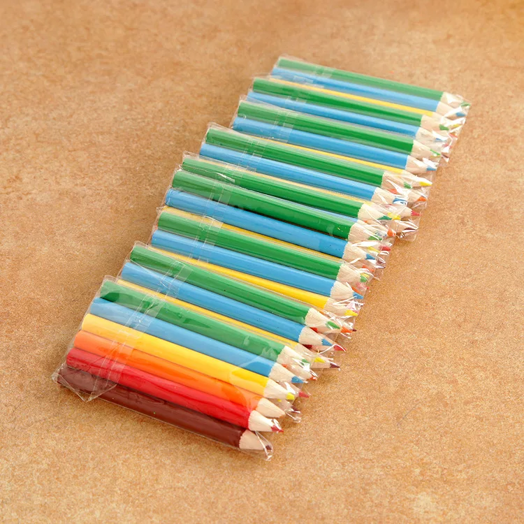 3.5 inches Bulk Wooden Colors Pencil Personalized Short Paint Novelty Drawing Graffiti Mini Colored Pencils for Kids (6pcs/set)