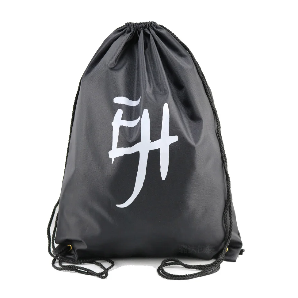 Nylon Fabric Outdoor Sport Waterproof Multi Color Drawstring Gym Backpack Polyester Bag Customized Promotion Unisex Open Black