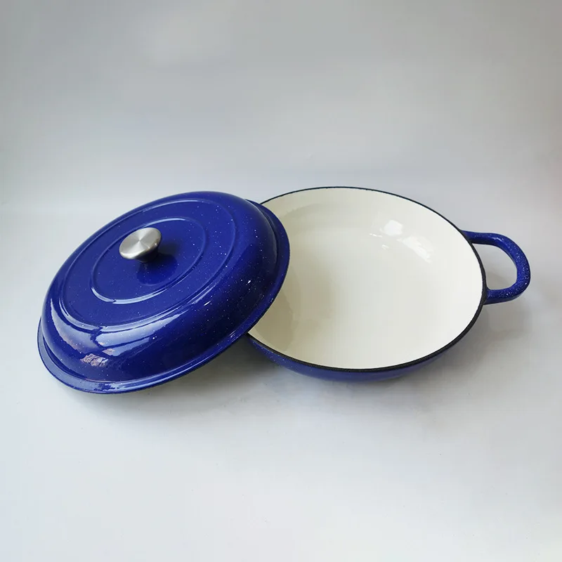 3.8 Quart Enameled Cast Iron Braiser Pan with Lid,Covered Cast Iron Casserole Dish, Shallow Dutch Oven with Lid, Gift Idea