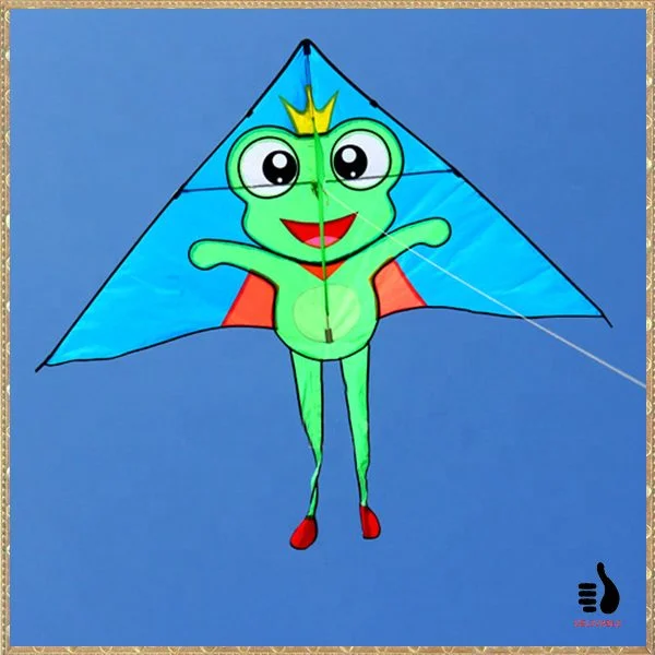 wholesale  cartoon frog  large smooth flying children  triangle custom single line kite from weifang kite factory