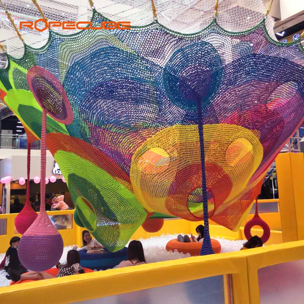 ROPECUBE Kids Colorful Indoor Playground Soft Play Rainbow Climbing Rope Net Equipment