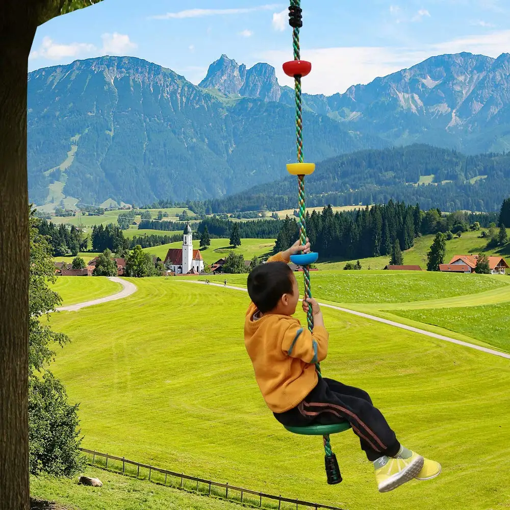 
Plastic Platforms Outdoor Play Equipment Nylon Kids Rock Tree Outdoor Climbing Swing Rope Ladder 