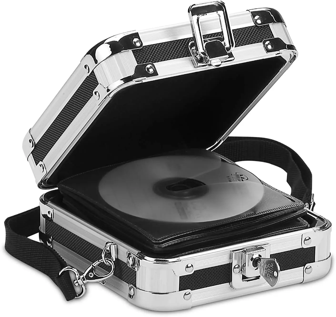 Locking DVD CD Storage Case,24 Disc Storage Capacity Case,2.5 x 6.25 x 7 Inch Portable DVD Case Holders