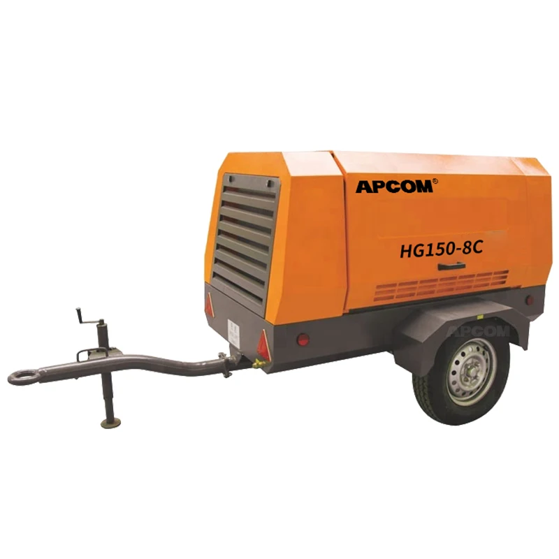 Diesel engine air compressor 150cfm 8bar 30kw 40HP APCOM portable air screw compressor diesel 150 cfm HG150-8C