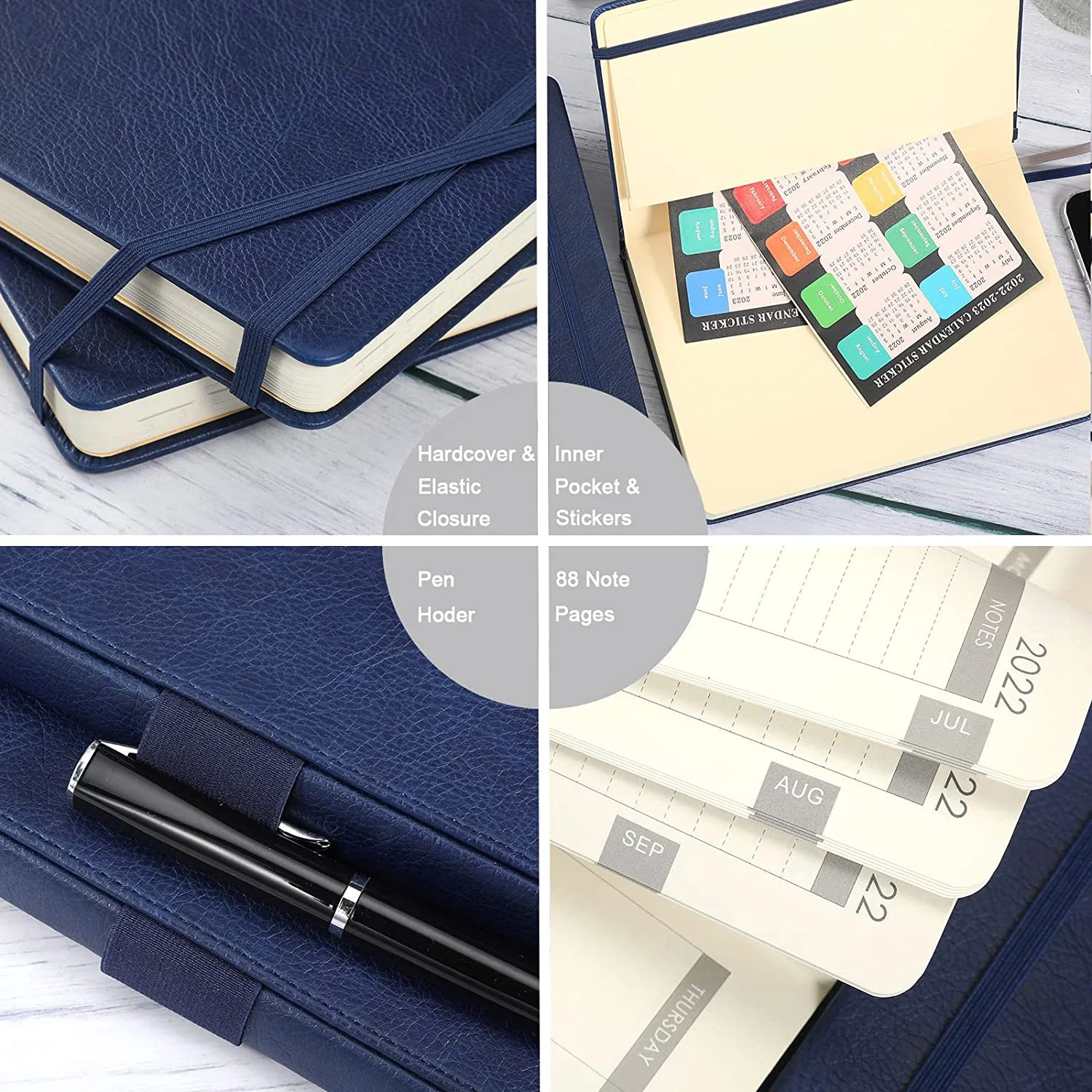 2022-2023 Weekly & Monthly Calendar Agenda Notebook A5 Thick Paper Calendar Stickers Cheapest Journal Notebook With Pen