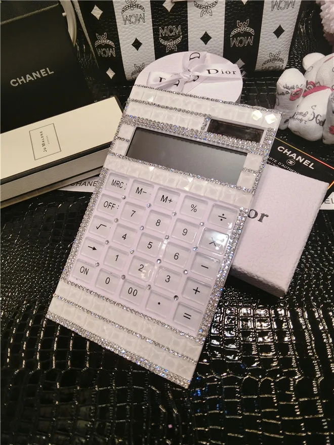 Bling Diamond Rhinestone Slim Portable Mini Calculator Solar Power Energy Crystal Keyboard Dual Power Supply Wholesale