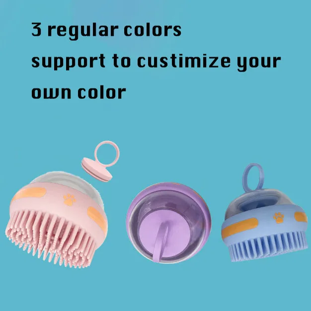Soothing Massage New Grooming Pet Shampoo Brush Dog Grooming Brush Comb with Soap and Shampoo Dispenser