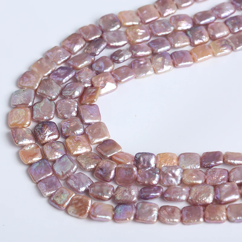Hot Selling 12*12mm Purple Square Baroque Pearl DIY Accessories Natural Freshwater Loose Pearl Strand