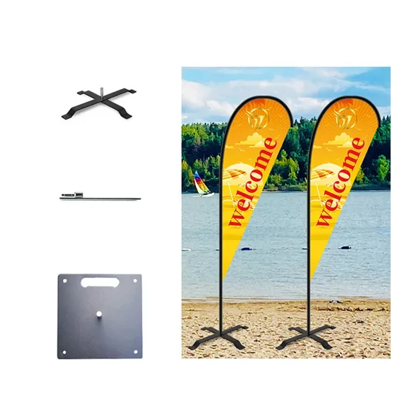 Wholesale Cheap Factory Price Customized Design Digital Print Teardrop Feather Rectangular Shape Beach Flag For Advertising