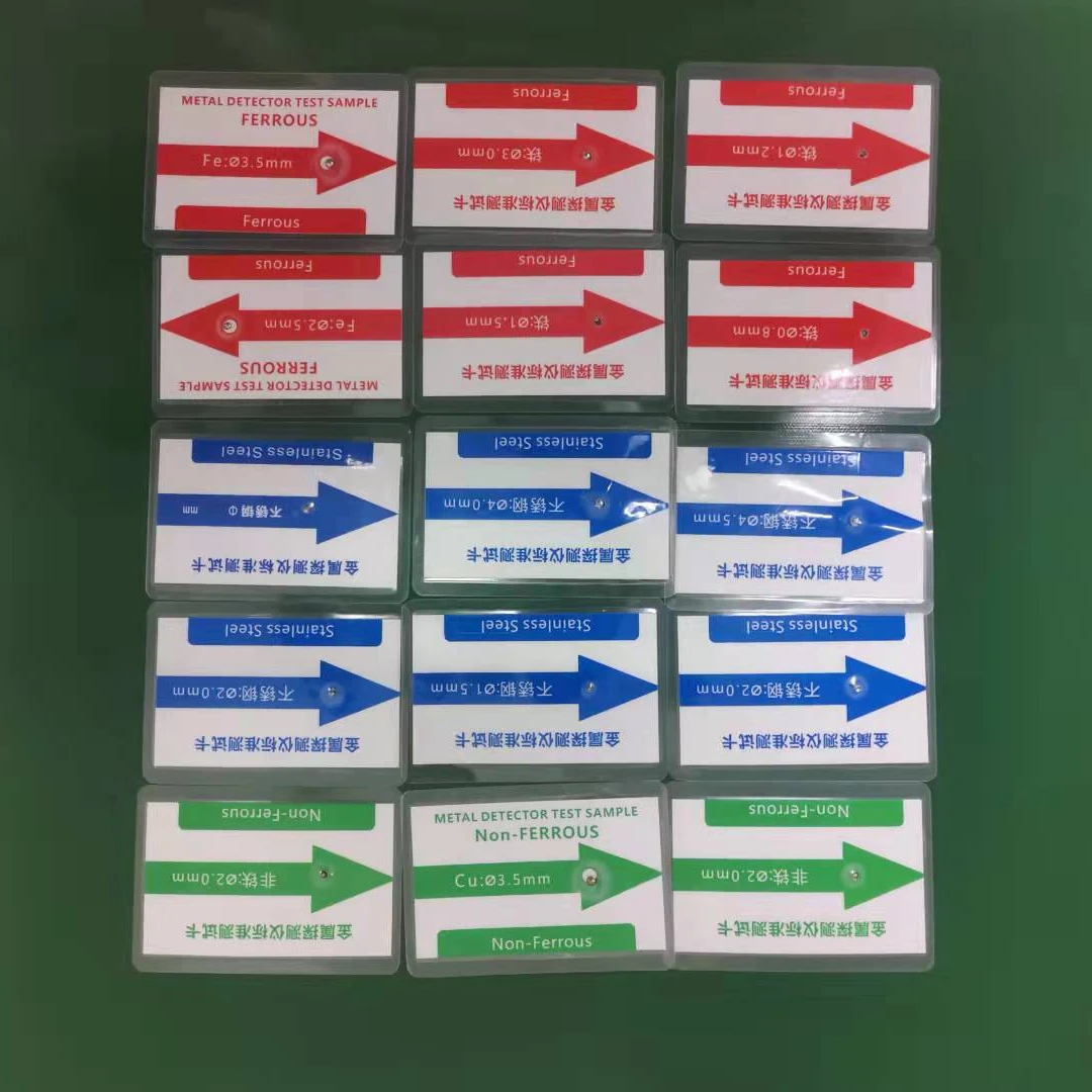Metal Detector Test Cards Various Sizes Test Cards Ferrous Non-Ferrous Stainless Steel Test Cards, Fe, Non Fe 304SUS Test Cards