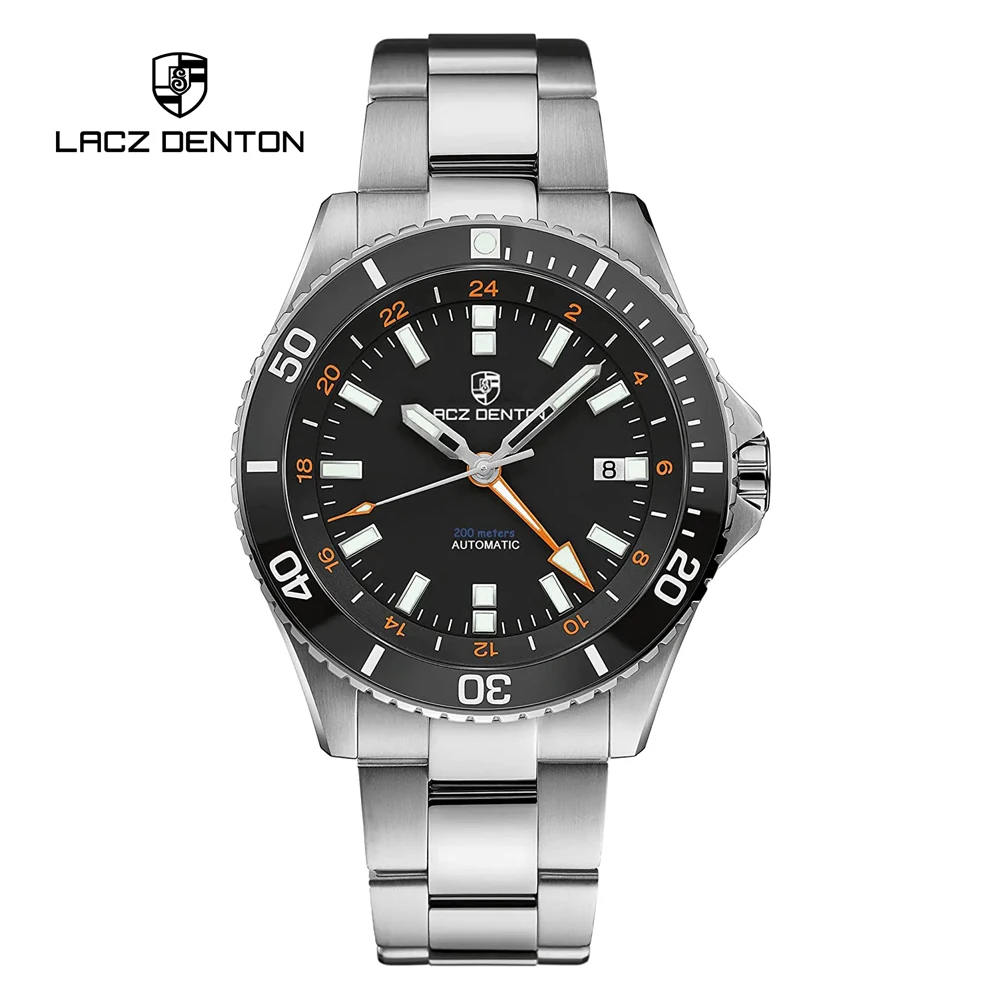 Lacz Denton 9106 New Top Brand Automatic Watch For Men Mechanical Sport Wristwatches 5833GMT Movement 20Bar Waterproof Watches