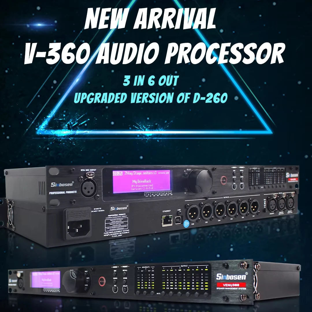 V-360 digital audio processor 3 input 6 output for professional stage speaker