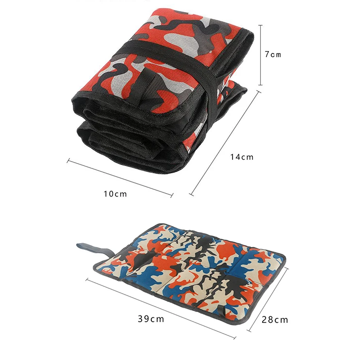 600D Waterproof Oxford Fabric+EPE Foam 39*28cm Outdoor Camping Seat Pad With Highly Elastic Straps And Fix Binding