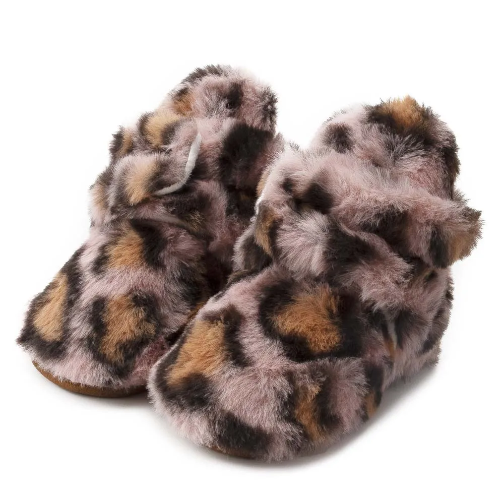 New Arrival Leopard Design Coral Fleece Thermal 0 2 Years Boy Girl Booties Baby