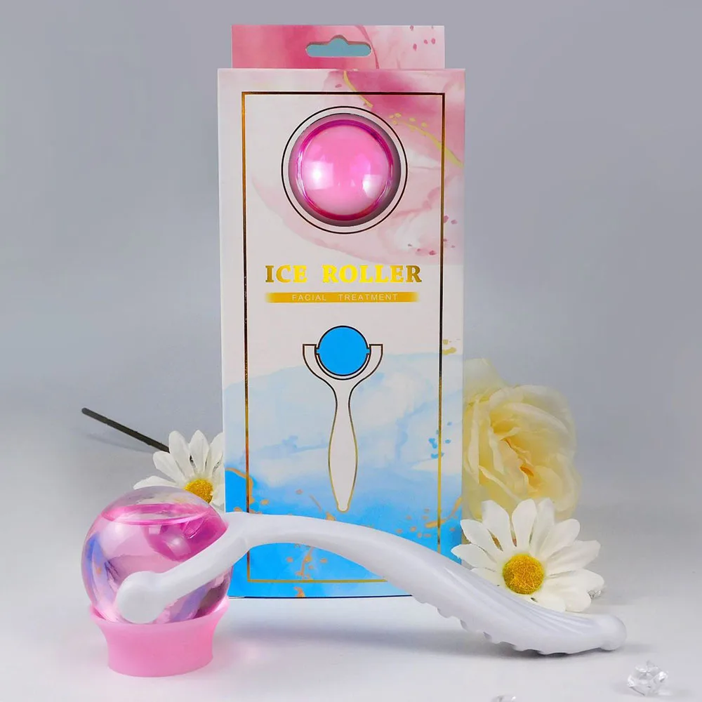 Cyro ball anti aging cooling skin stick face wand facial ice pink salon skin cooling ice roller face massage roller
