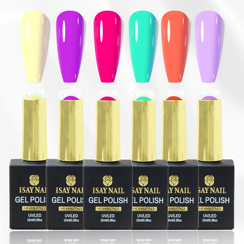 ISAY Supplies Paint Varnish Enamel Lacquer Color UV Set Hema Free Nude Gel Nail Polish