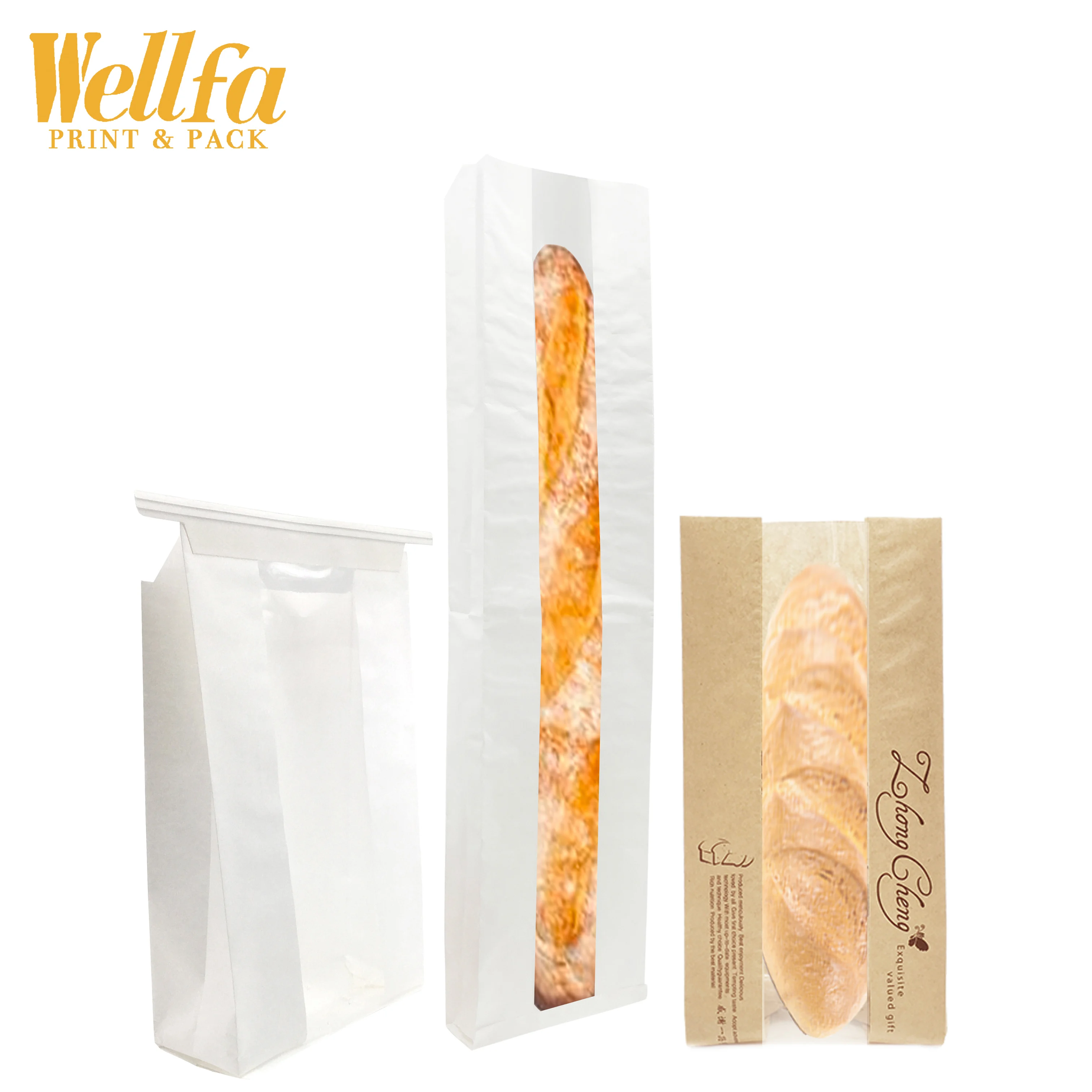 Manufacturer Christmas Hot Sales Custom Reusable Square Bottom Kraft Paper Sandwiches Toast Bread Packaging Bag With Window