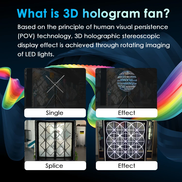 High Resolution 65cm Indoor Advertising Holographic Display Projector 3D Hologram Fan Digital Equipment