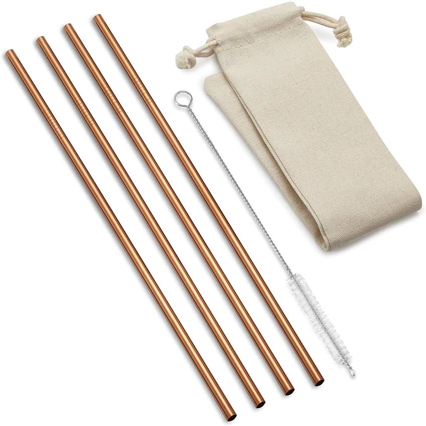 Metal Straws Stainless Steel Straws Drinking Reusable Thickened 8.5' Sliver for 20/30 Oz  Tumblers