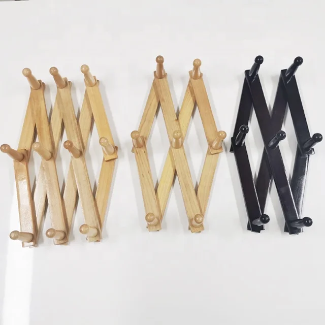 Wooden Coat Rack Clothes Hanger Hooks Living Room Wall Rack