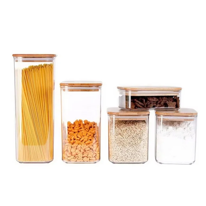Borosilicate Glass Storage Jar With Bamboo Lid For Tube Shaped Glass Storage Jar For Glass Spice Jar With Wooden Lid