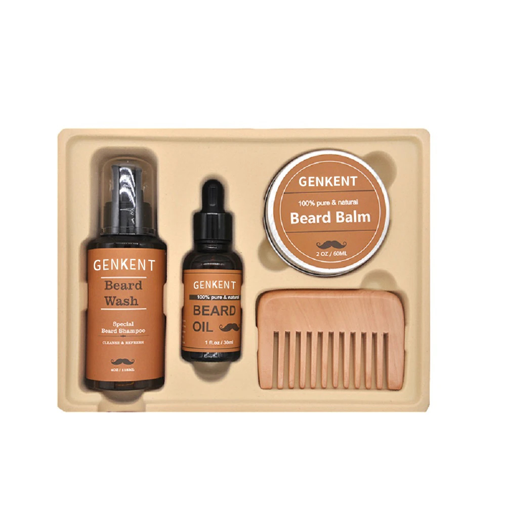 Натуральный набор для ухода за бородой с рисунком «усы» маслами бальзам для шампунь кондиционер для волос Расческа для смягчает разглаживает укрепляет