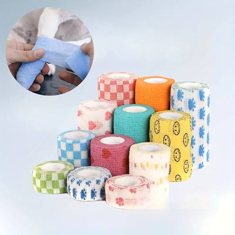Veterinary Non Woven Fabrics Pet Animal Wound Care Bitter Taste Cohesive Bandage Self Adhesion
