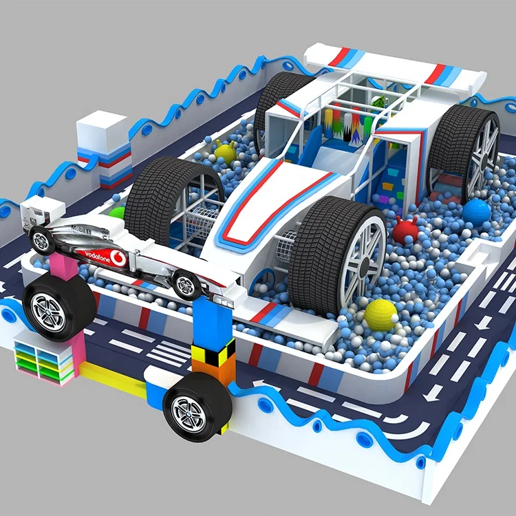 racing car set theme playground equipment with big ocean ball pool formula car soft indoor playground