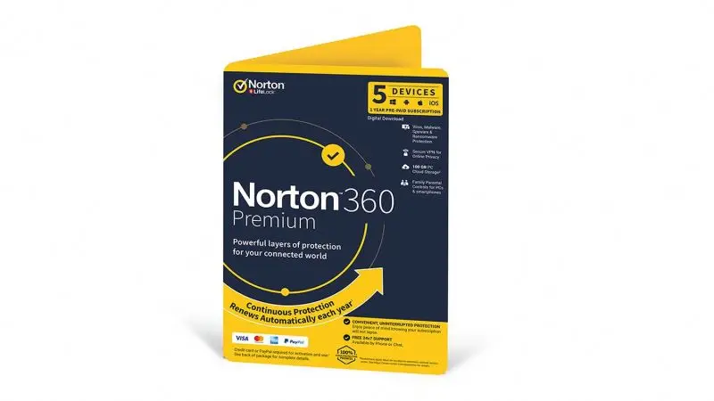 Antivirus software for computer protection 1 year 1 user Norton 360 Deluxe