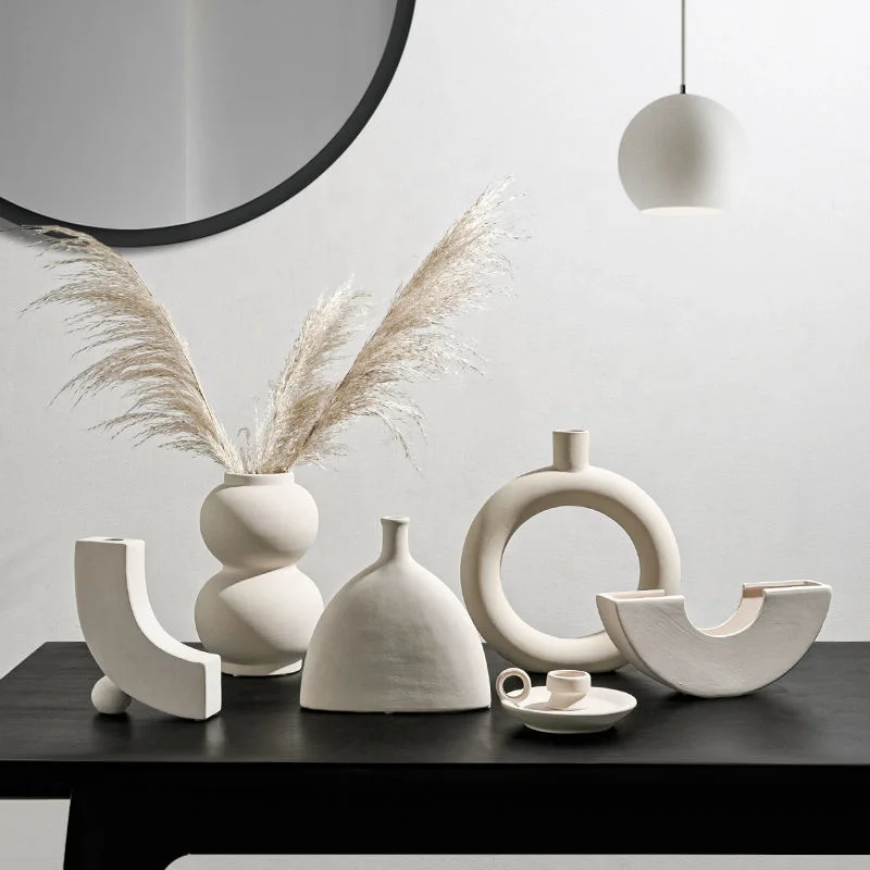 Morden  Home Decoration Dried Flower Vase Arrangement Ceramic Vase Fancy Creative Nordic Style Vases