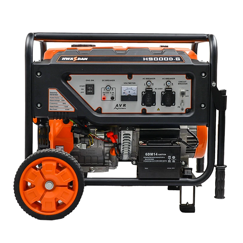 Hwasdan Single Phase Generator 8kva 8kw 8500w mini portable gasoline generator with wheel