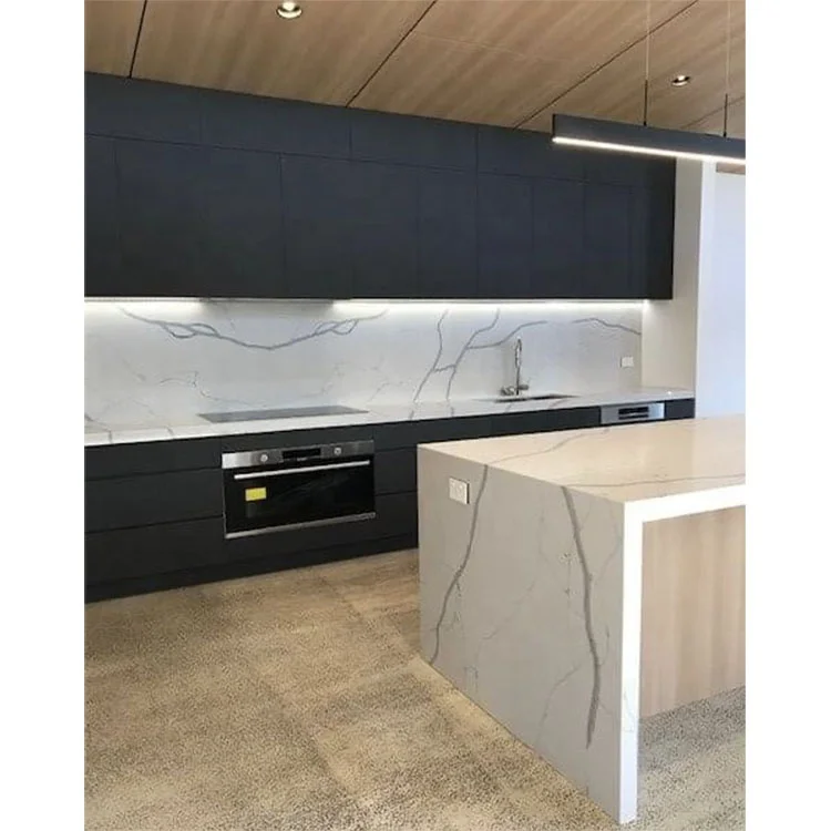 Artificial white engineered calacatta oro marble quantum quartz for worktop