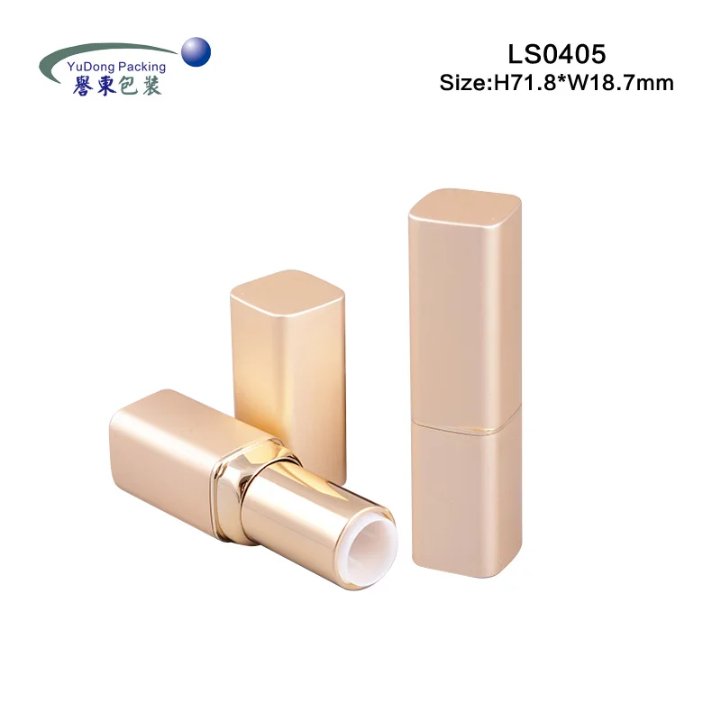 
high quality empty square lipstick packaging aluminum lipstick golden make your own lipstick container 