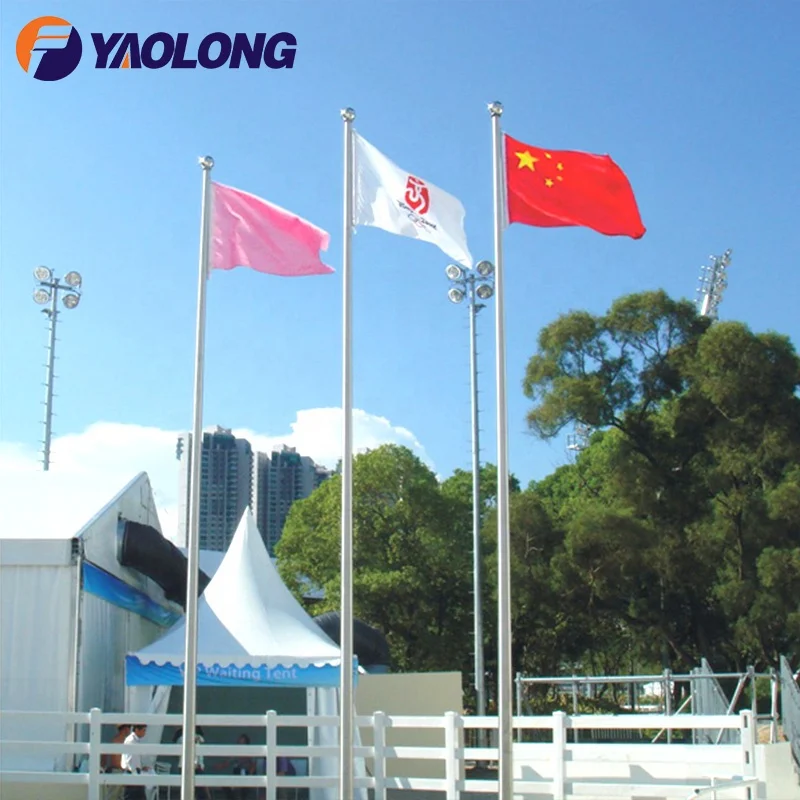 Yaolong 6-15M Aluminum Alloy Electric Motorized Flag Pole Stainless Steel Manual Internal Halyard Flagpole