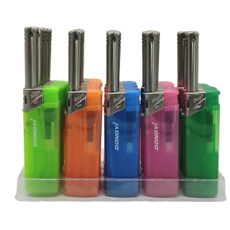 Горячая продажа кухонная зажигалка 5 прозрачных цветов портативная уличная Зажигалка для барбекю многоразовая газовая
