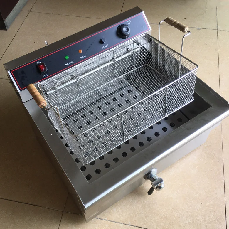 Electric deep fryer 20 liters oil commercial large capacity deep-fried dough stick fried skewer whole chicken fryer machine