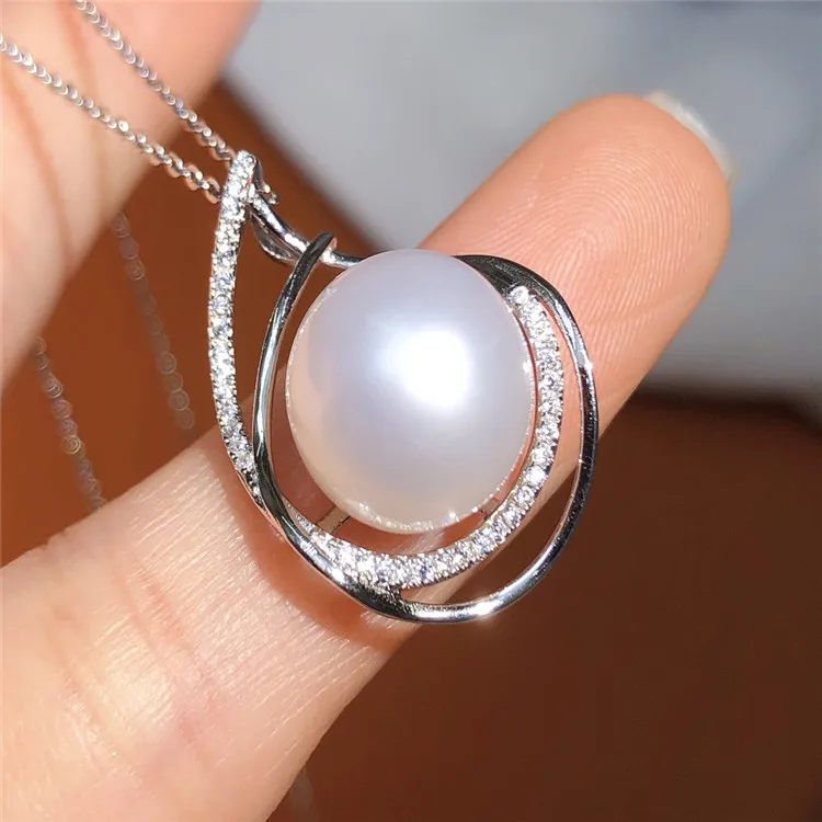 2021 Hot Selling Pearl Necklace Wholesale 925 Sterling Silver Elegant Big Drop Freshwater Pearl Pendant Pearl Necklace
