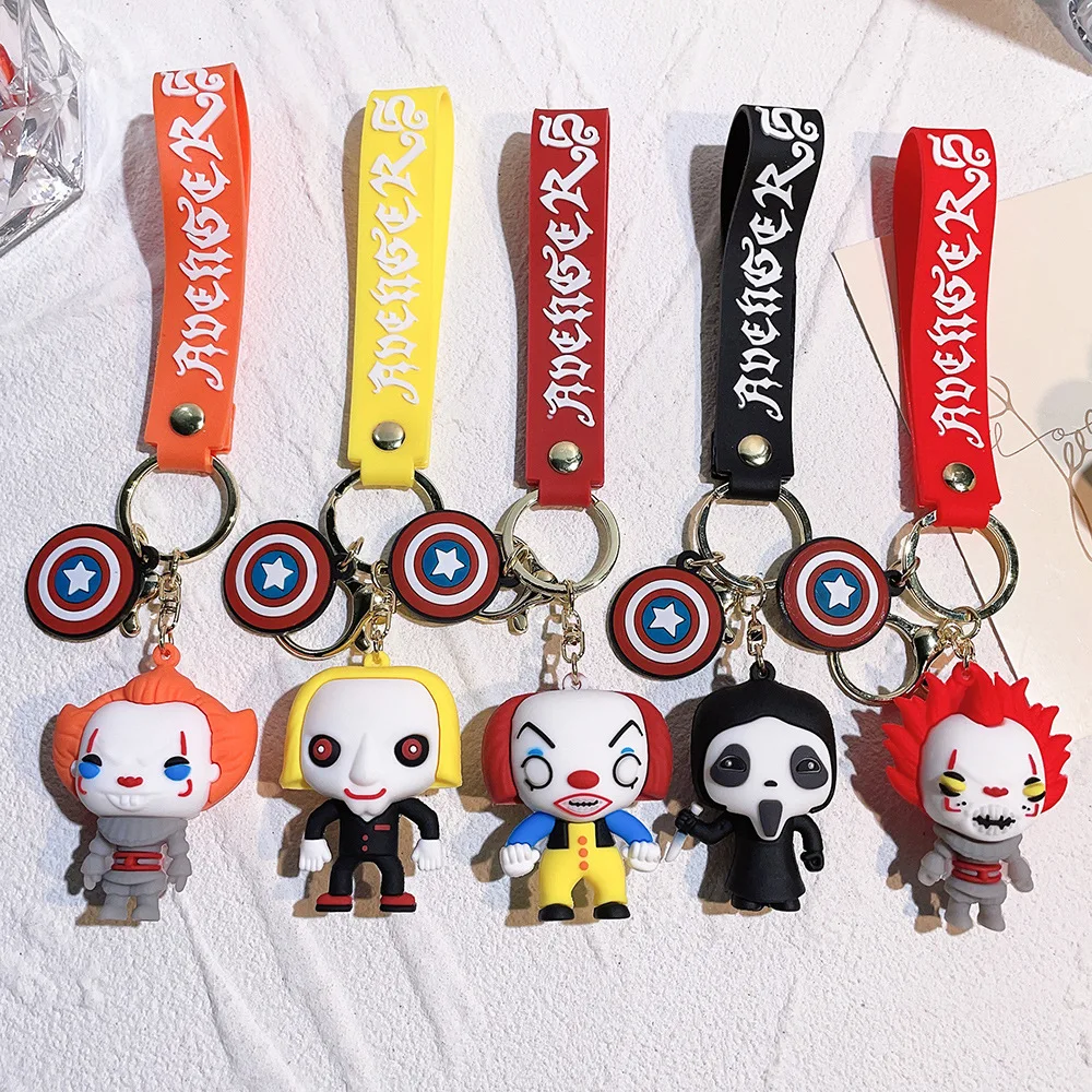 2024 Cartoon Halloween Horror Clown Keychain Car Key Pendant Schoolbag Pendant Small Gift Keychain