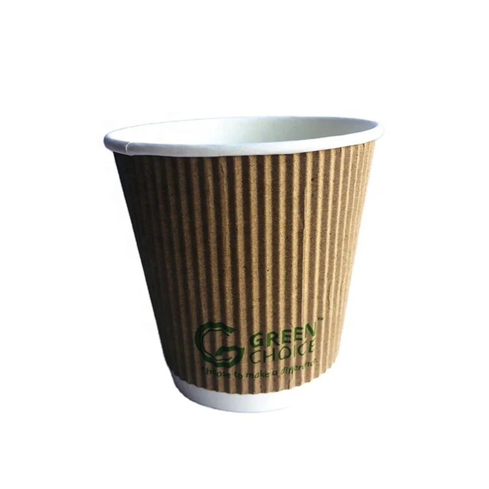 Customized design  printed PE coated double wall disposable ripple paper cups for hot coffee