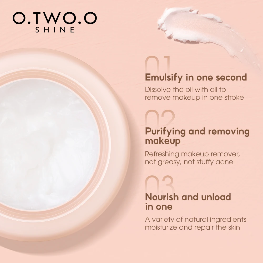 O.TWO.O Face Makeup Remover Makeup Soft Deep Cleansing Natural Cosmetic Facial Cleanser Facial Makeup Remover OEM Custom Logo
