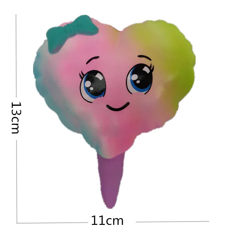 Hot sale heart slow rising lollipop foam marshmallow candy cute food squishy toys for kids gift.