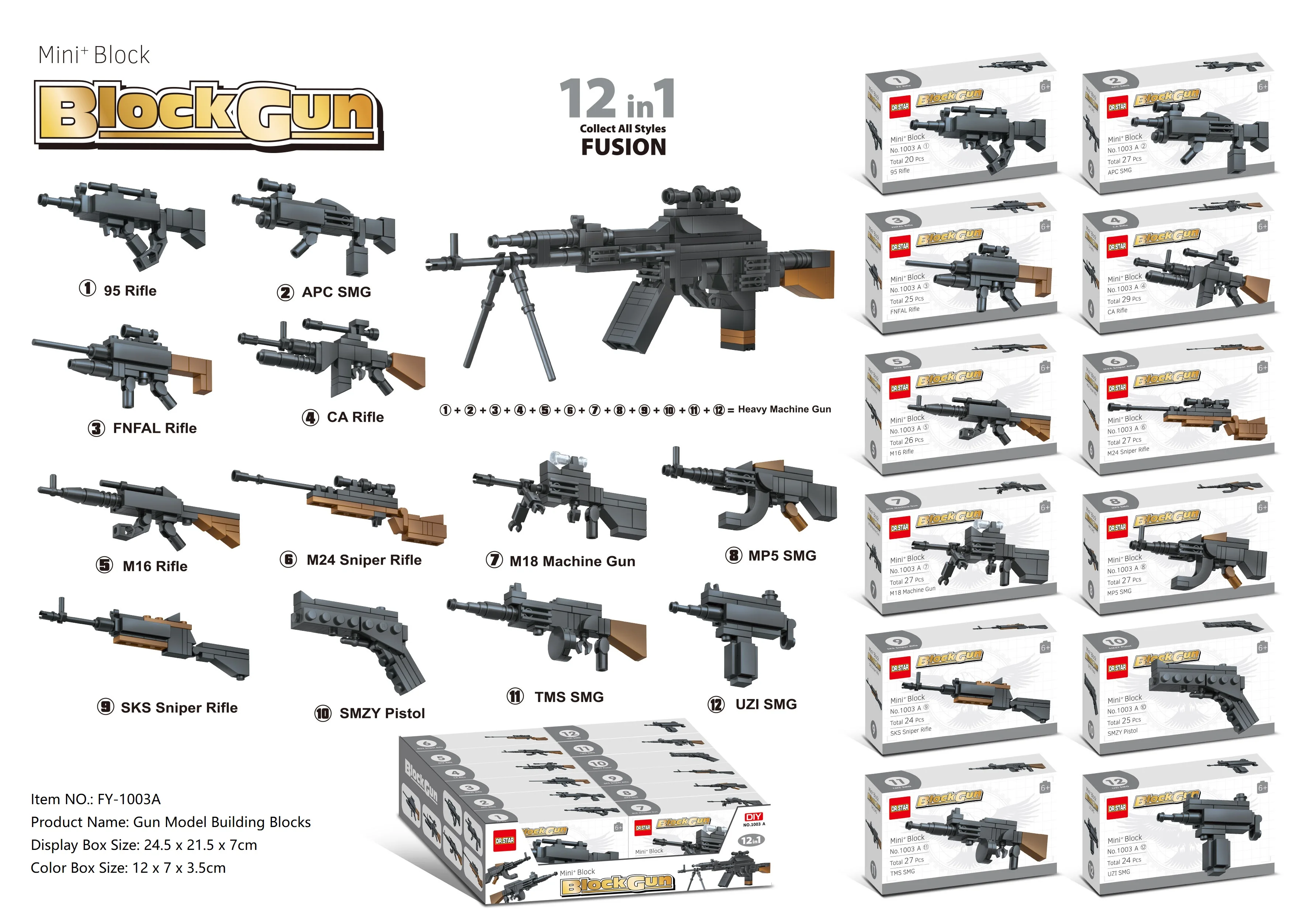 Pretend Play Building Blocks Toys For Kids Military Weapon Pack Gun Model Bricks Army Soldier Accessories