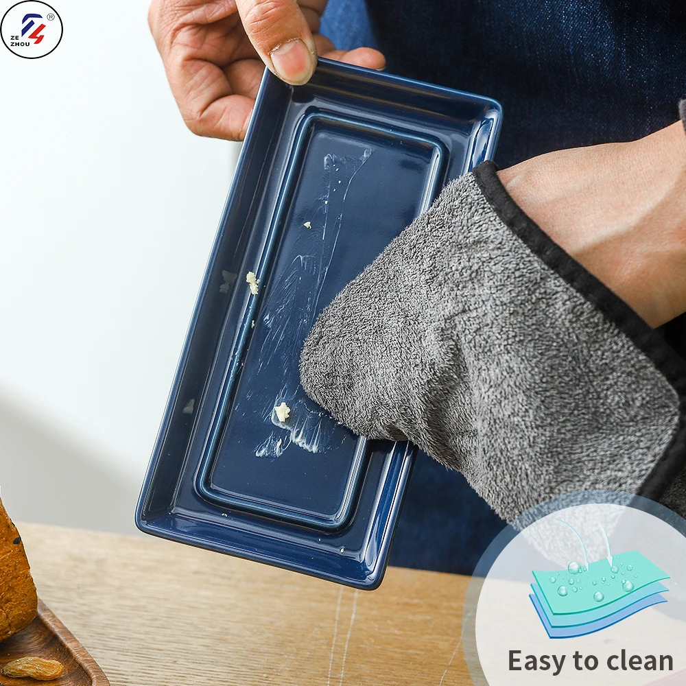 On Sale Porcelain Rectangular Shape Ceramic Butter Dish With Lid Butter Keeper Storage