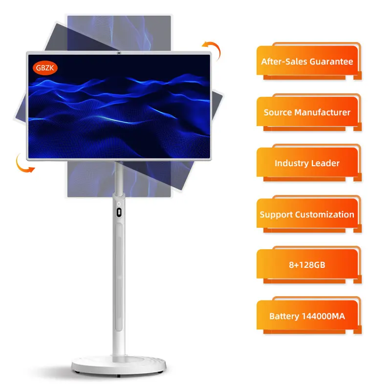 Портативный 32-дюймовый аккумулятор портативный мобильный дисплей Android11 8 + 128 ГБ планшет телевизор в сотовом тренажерном зале, игровая комната, смарт-ТВ