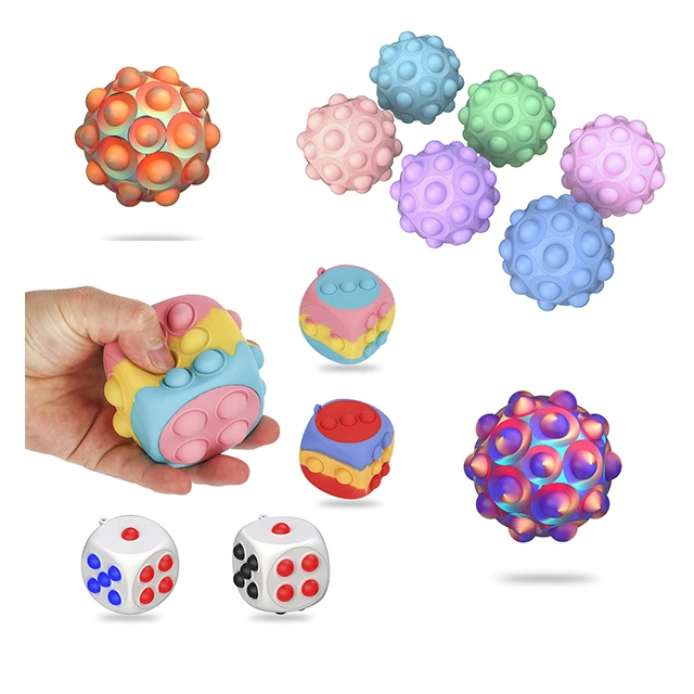 Anxiety relief Tie Dye Mixed Color silicone hand exercise Fingertip Toy 3D Silicone Squeeze Ball