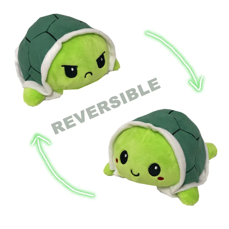 
2021 New Arrival Custom Green Turtle Reversible Plush Toy Reversible 