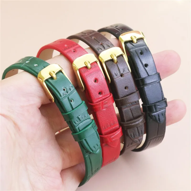 Simple Leather Bracelet with Light Gold Buckle Jewelry String Letter Classic Minimalist Leather Strap Accessories  8mm 10mm