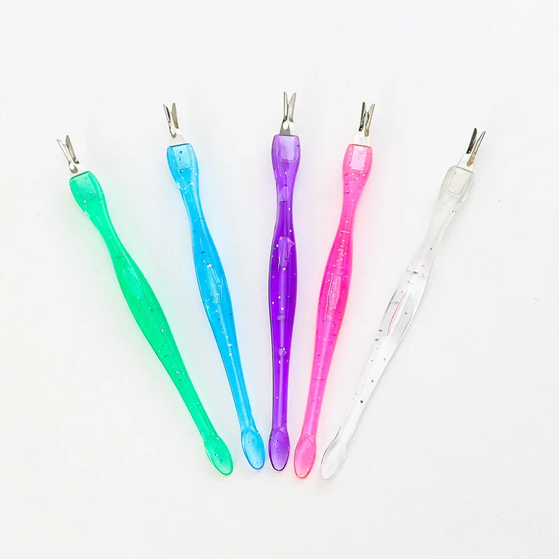 Transparent V Shaped Stainless Steel Pusher Manicure Care Tools Remove Dead Skin Nail Cuticle Remover Pusher Nail Clipper