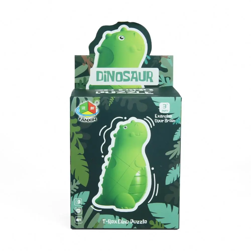 Wholesale abs plastic green dinosaur magic cube puzzle toy for kids