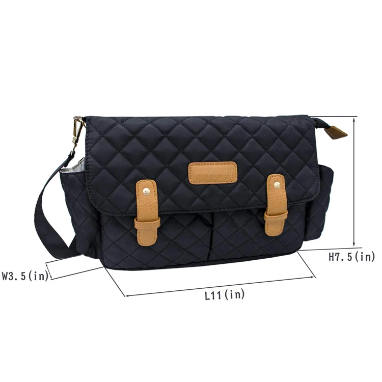 Black Baby Hanging Stroller Organizer Custom Travel Stroller Diaper Bag with Cup Holders and Shoulder Straps Customized Nylon